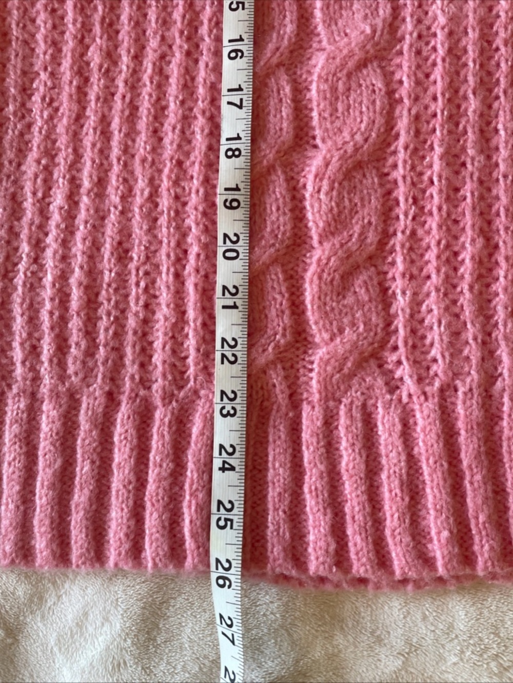 Women's Pink Cable Turtleneck Sweater - Picture 5 of 8